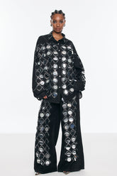 Benoni Payetli Izgara Taşlı Kot Pantolon Takımı