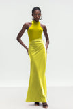 Beres Saten Uzun Elbise Sarı