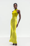 Beres Saten Uzun Elbise Sarı