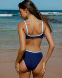 Sueña™ Mavi Kontrast Dokulu Bikini Takımı