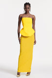 Bern Straplez Uzun Etek Takımı Limon Rengi