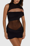 Bernhard Cutout Tek Omuz File Mini Elbise Siyah