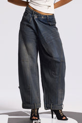 Bilal Baskılı Asimetrik Bol Paça Pantolon