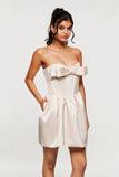 Blair Askısız Fiyonklu Korse Mini Elbise Kayısı Rengi