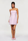 Blanche Straplez Mini Pembe Elbise