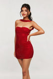 Blandus Kırmızı Taşlı Boyundan Bağlamalı Mini Elbise