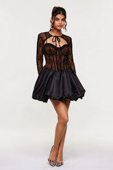 Blerim Dantel Korseli Kabarık Mini Elbise