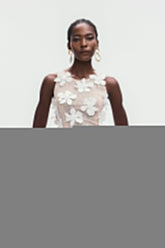 Bohdana Çiçekli Kolsuz Beyaz Üst