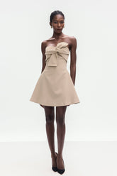 Bolanle Bağcıklı Askısız Mini Elbise