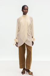 Bolormaa Kayısı Rengi Bağcıklı Asimetrik Gömlek