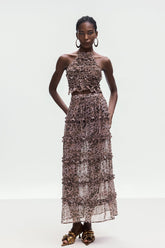 Boniface Leopar Fırfırlı Etek Takımı