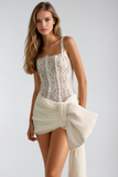 Bosede Fiyonklu Dantel Korse Mini Elbise