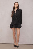 Brinley Siyah Dantelli Fırfırlı Mini Elbise