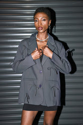 Pelerin Fiyonklu Yaka Blazer