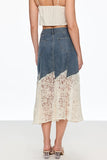 Cain Lace Denim Midi Etek