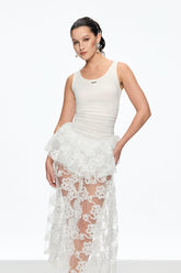 Calbhach Kolsuz Dantel Midi Elbise