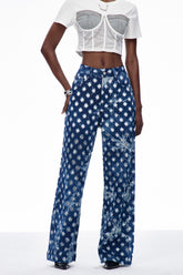 Caoilfhionn Kesik Dantel Kot Pantolon