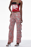 Caridad Baskılı Ağartılmış Kargo Pantolon