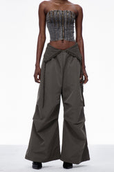 Carissa Lapel Koyu Yeşil Geniş Pantolon