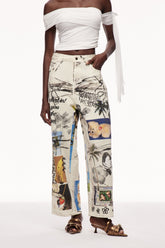 Cayley Baskılı Tie Dye Kot Pantolon