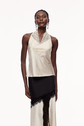 Cecylia Şampanya Rengi Dantel Saten Üstü