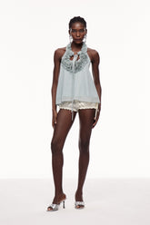 Cedric Ruffle Cutout Halter Yaka Üst