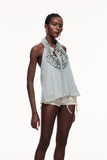 Cedric Ruffle Cutout Halter Yaka Üst