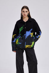 Beka Baskılı Yırtık Kot Ceket