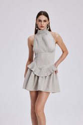 Chaya Ruch Boyundan Bağlamalı Fırfırlı Mini Elbise