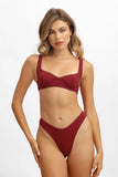 Sueña™ Elena Destekli Bikini Üstü / Kiraz Şarabı Noktalı