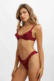 Sueña™ Makayla Fırfırlı Destekli Bikini Üstü / Kiraz Şarabı Noktalı