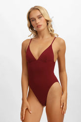 Sueña™ Morgan Tek Parça Mayo / Kiraz Şarabı Noktalı