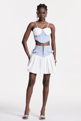 Chiyoko Korse Fırfırlı Denim Etek Takım