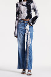 Christakis Mesh İnci Taşlı Kot Pantolon