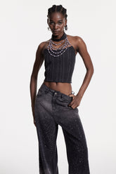 Christin Pearl Halter Yaka Üst