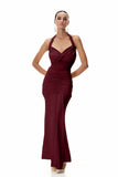 cistimiru Halter Yaka Bağlamalı Kırmızı Uzun Elbise