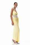 Cistimaru Halter Yaka Bağlamalı Uzun Elbise Sarı