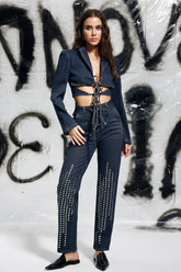 Cosette Bağcıklı Kesim Denim Ceket