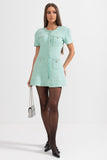 Kısa Kollu Elmas Mini Elbise