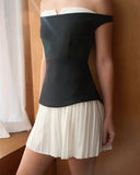 Sueña Kadın Siyah Düşük Omuzlu Kontrast Mini Elbise