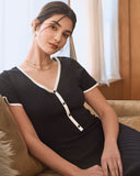 Siyah Kontrast Desenli Midi Kazak Elbise