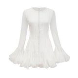 Aurora Fırfır Detaylı Beyaz Mini Elbise