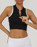 Sueña™ Siyah Yuvarlak Yaka Fermuarlı Yoga Atleti - Hafif Destekli