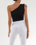 Sueña™ Siyah Tek Omuz Yoga Atlet