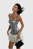 Dagda Payetli Volanlı Mini Elbise