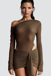 Dahlia Asimetrik Pullu Mini Elbise