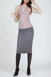 Dakota Açık Mor Boyundan Bağlamalı Sırtı Açık Dantelli Üst