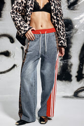 Erica Leopard Deconstruct Şerit Kot