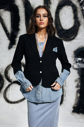 Eshani Denim Deconstruct Siyah Blazer