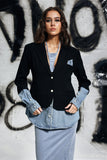Eshani Denim Deconstruct Siyah Blazer